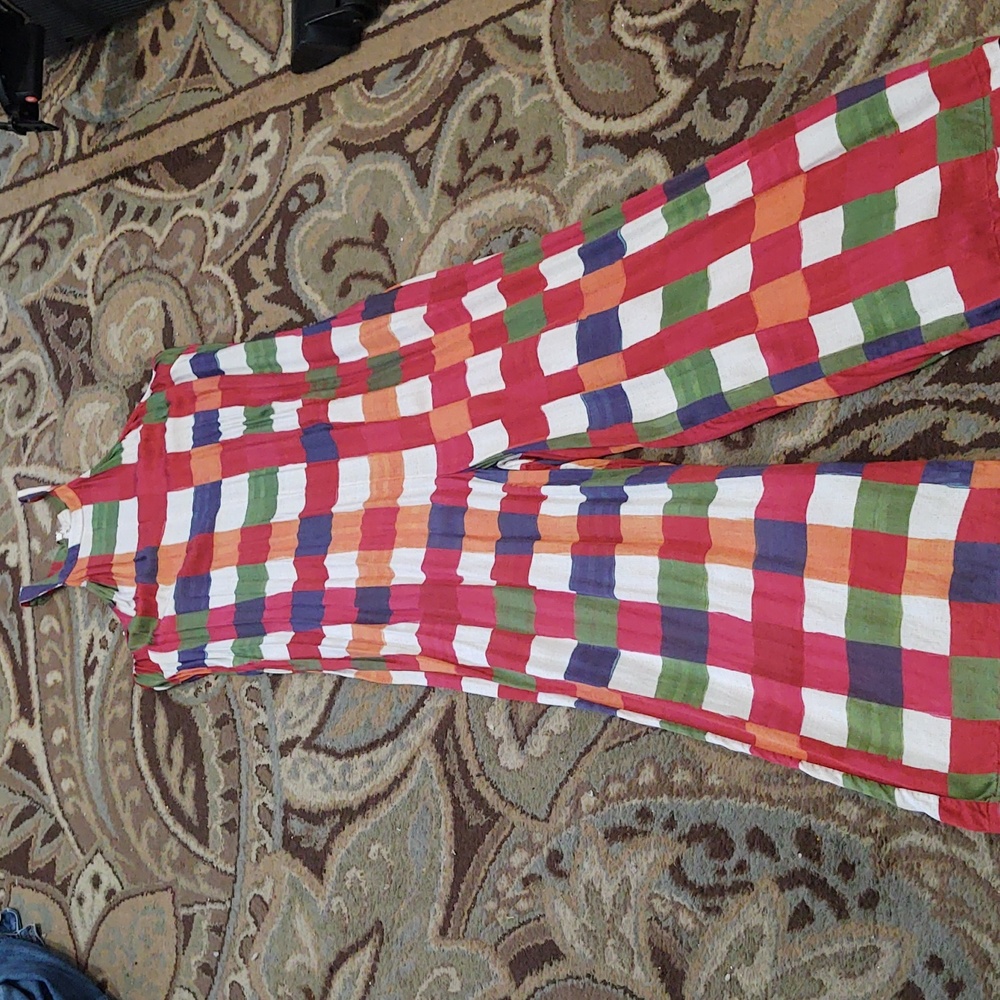 FARM Rio Multicolor Plaid Wide-Leg Jumpsuit - Red, Green, Blue, Orange, White